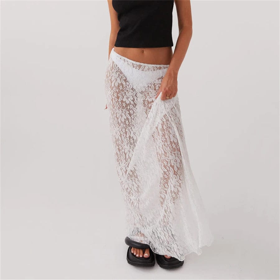 Sheer Lace Maxi Skirt