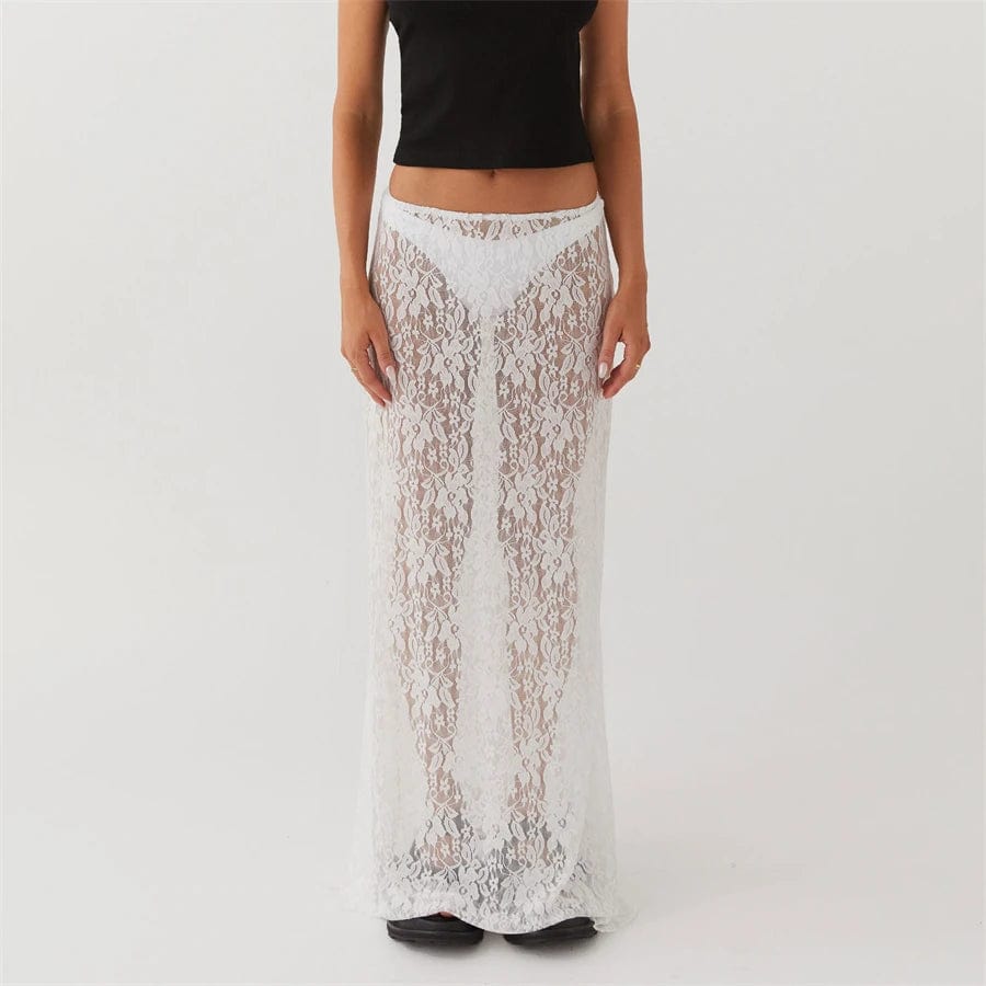 Sheer Lace Maxi Skirt